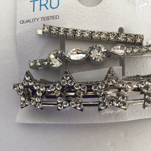 RHINESTONE HAIR CLIPS NWT SET of  THREE NWT - Picture 3 of 6